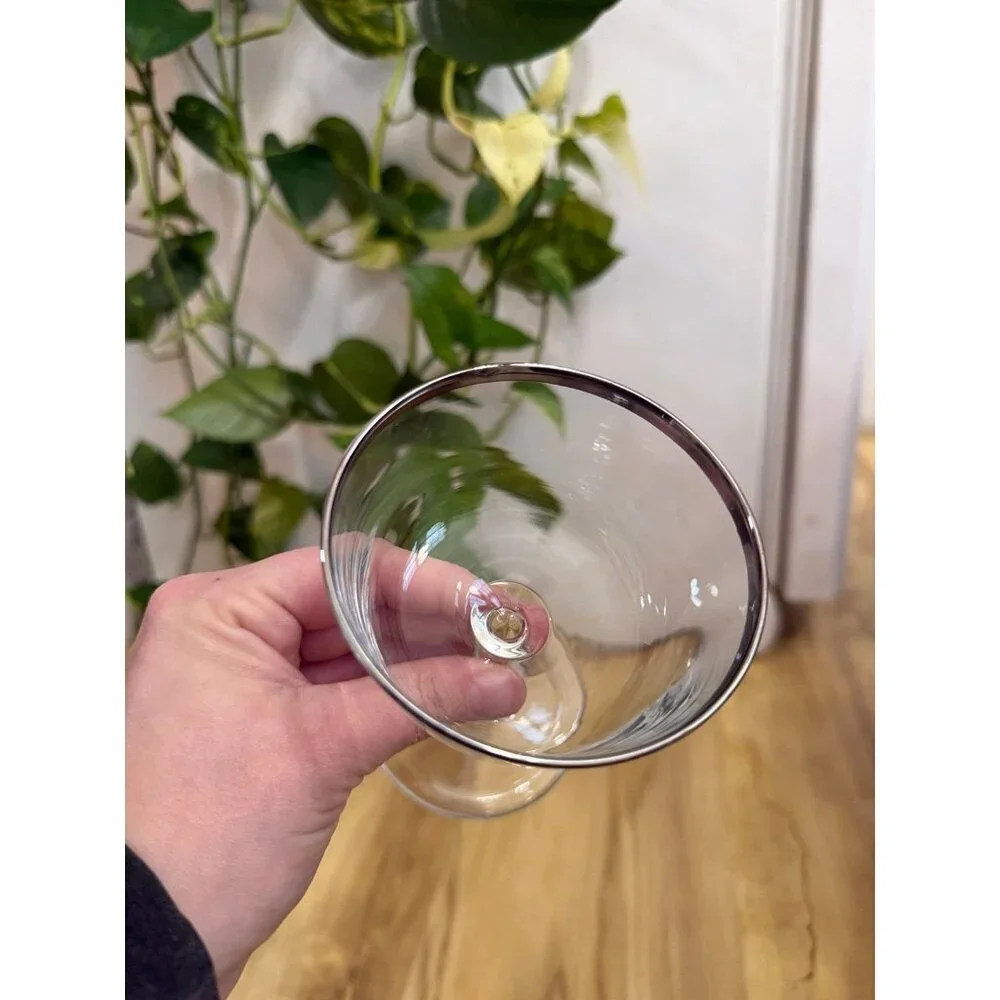 Vintage Coupe Glass with Silver Rim